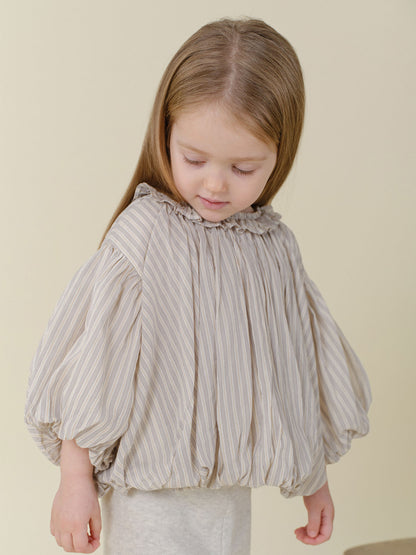 Ian Stripe Balloon Blouse - Grayish Mint