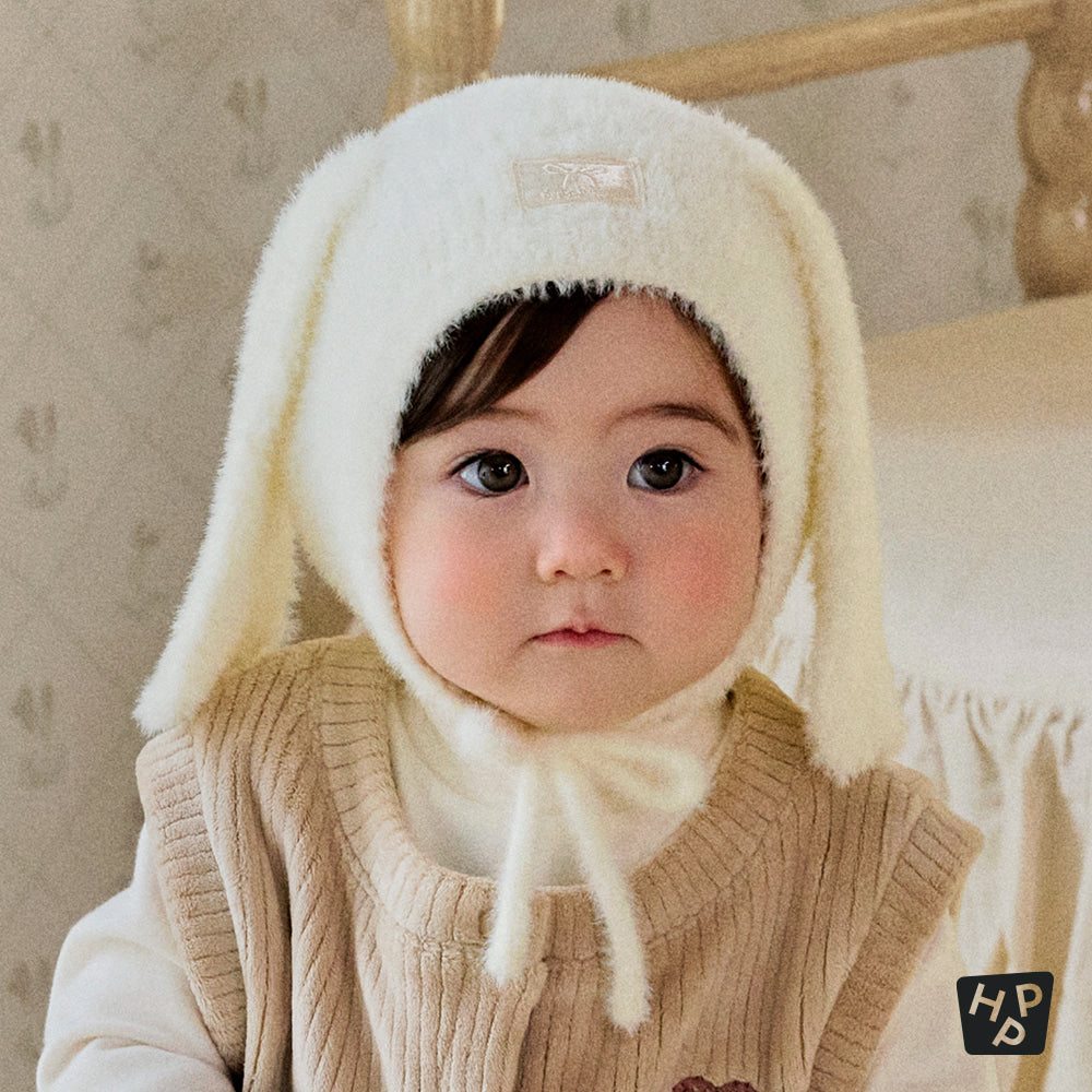 Mink Fluffy Bunny Knit Baby Bonnet