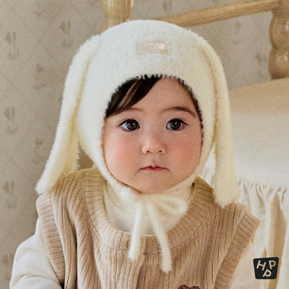 Mink Fluffy Bunny Knit Baby Bonnet