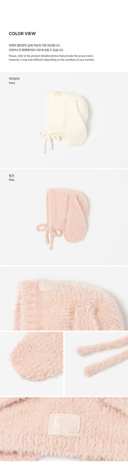 Mink Fluffy Bunny Knit Baby Bonnet