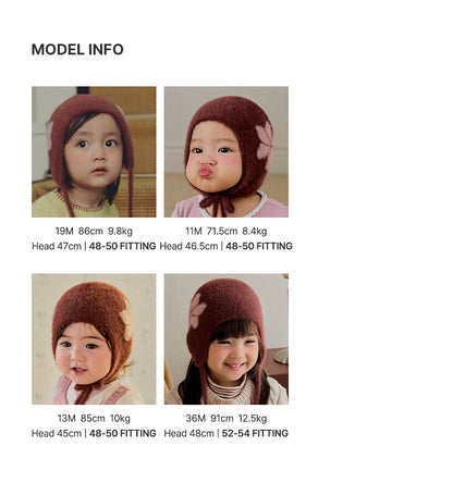 Mink Fluffy Rosy Knit Bonnet