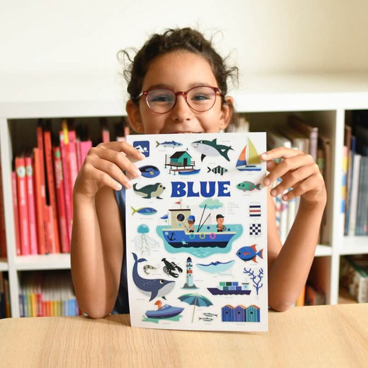 Poppik - Stickers Mini Poster + 26 Stickers The Sea – Blue (3-8 years)