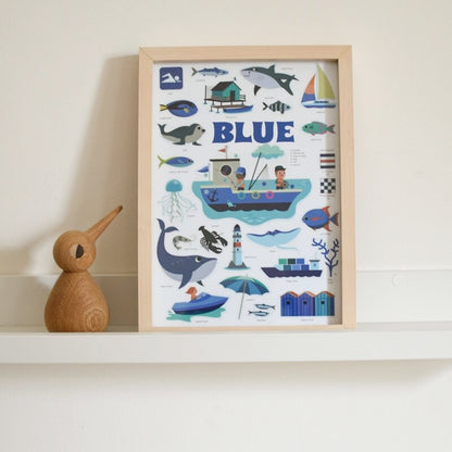 Poppik - Stickers Mini Poster + 26 Stickers The Sea – Blue (3-8 years)