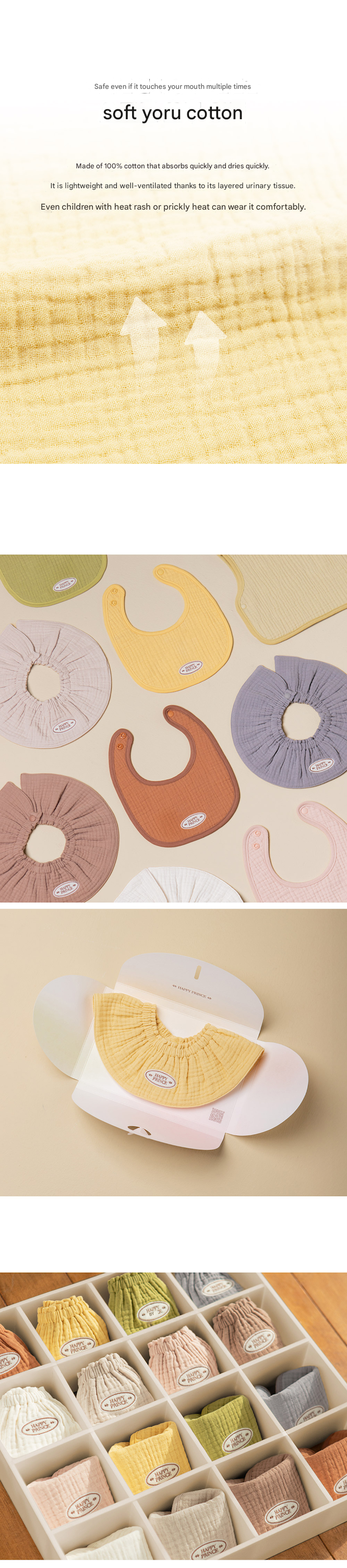 Loving 6-Layer Cotton Gauze Baby Bib 3-Piece Set