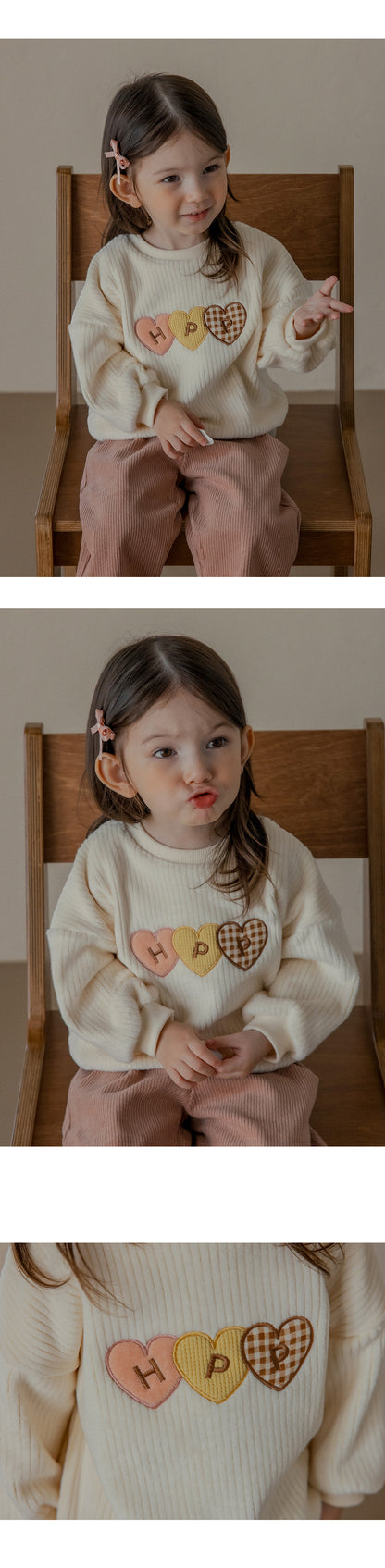 Cute Heart Print Kids' Sweater