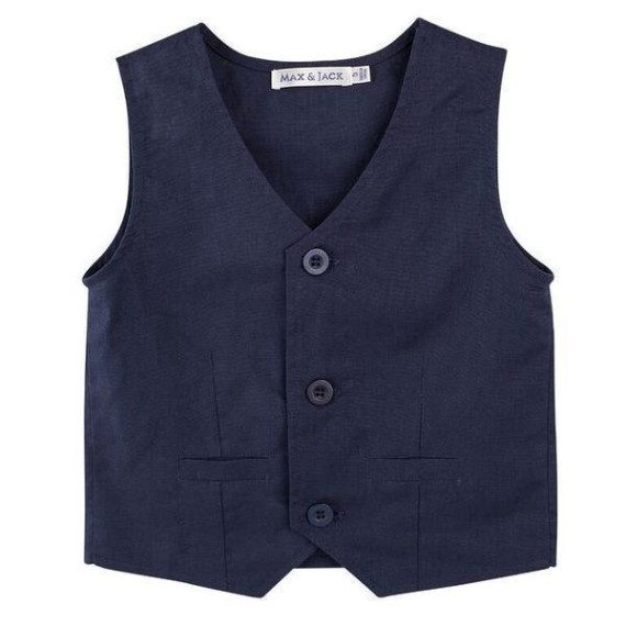 Toby Linen Vest - Navy